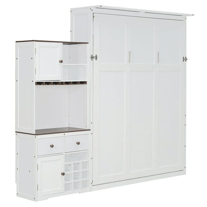 Queen Murphy Cabinet Bed with LED Storage