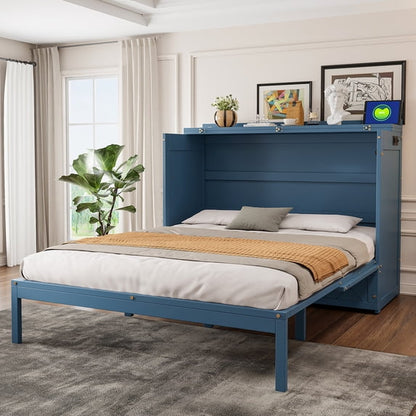 Queen Murphy Wall Bed with Storage Drawer & USB Ports
