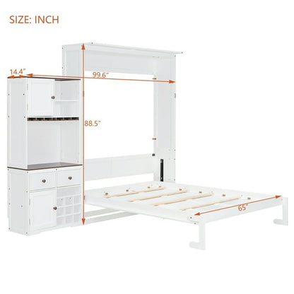 Queen Murphy Cabinet Bed with LED Storage
