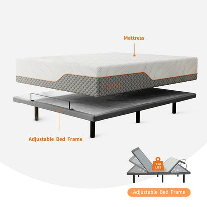 Queen Hybrid Mattress With Adjustable Bed Frame