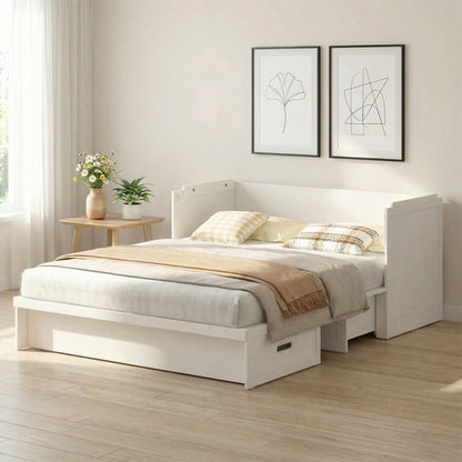 Queen Murphy Cabinet Bed with USB Ports & Storage Drawer