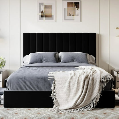 Queen Velvet Platform Bed Frame with Storage Drawers