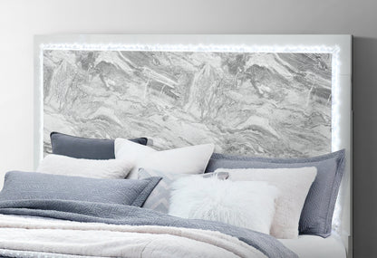 Global Furniture USA Naomi Silver Marble King Bed, Dresser, Mirror & Nightstand
