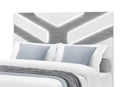 Global Furniture USA Optimus White/Grey Queen Bed, Dresser, Mirror & Nightstand