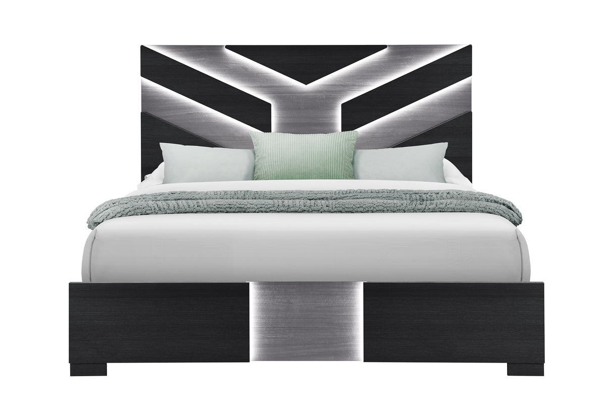 Global Furniture USA Optimus Black/Grey Queen Bed w/ LED