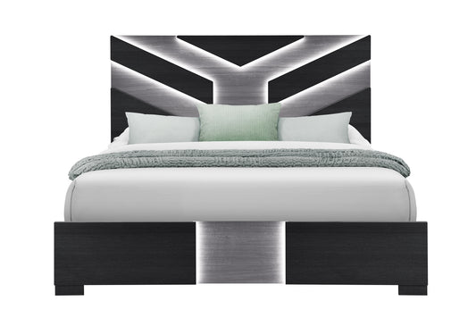 Global Furniture USA Optimus Black/Grey King Bed w/ LED