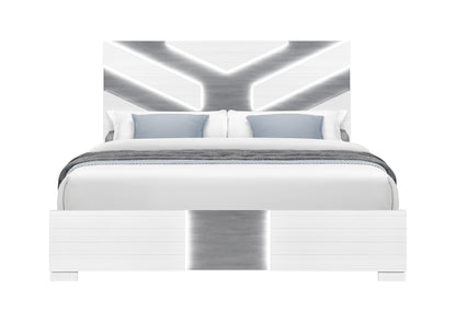 Global Furniture USA Optimus White/Grey King Bed, Dresser, Mirror & Nightstand